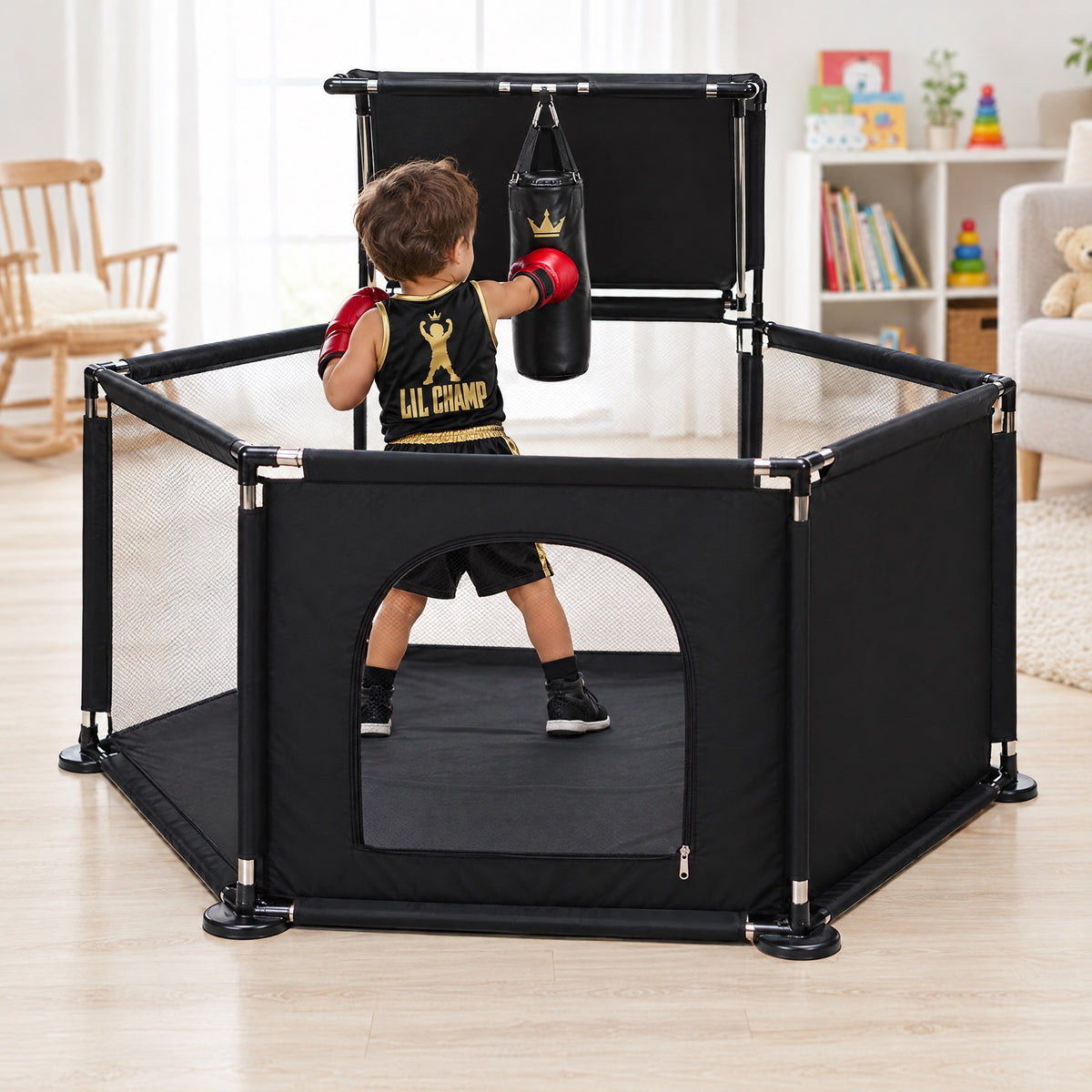 Lil Champ playpen with punching bag